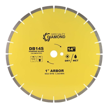 Specialty Diamond 14 Inch Diameter General Purpose Premium Segmented Diamond Blade DB140S